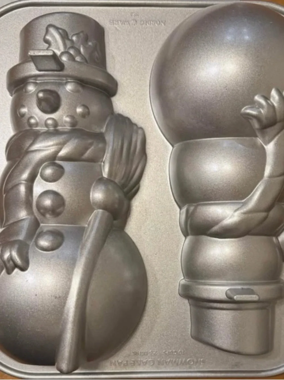 Nordic Ware Silver Snowman Holiday Cake Pan